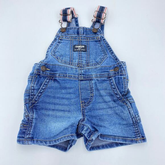 Oshkosh B'gosh Boy's Multicolor Shoulder Striped Shortalls Size 9M - Picture 1 of 7